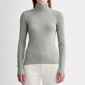 Everlane The Luxe Rib Turtleneck, Grey, Size Large